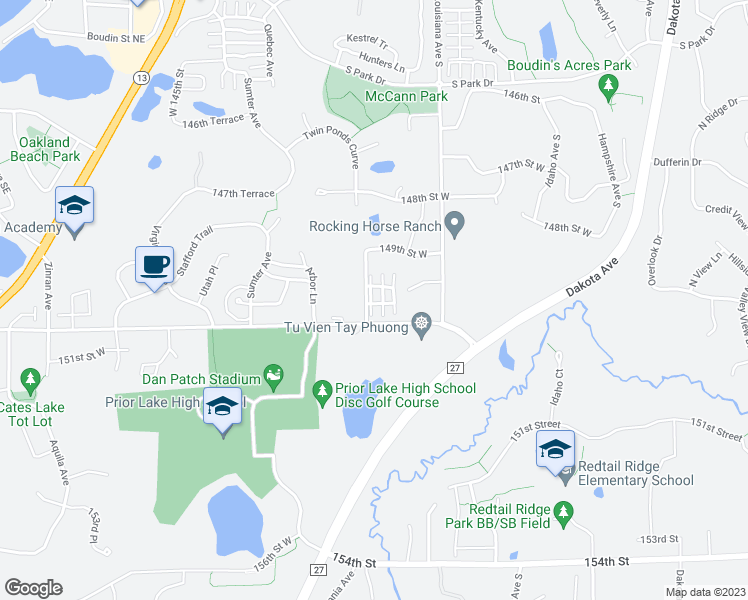 map of restaurants, bars, coffee shops, grocery stores, and more near 14975 Pinto Lane in Savage