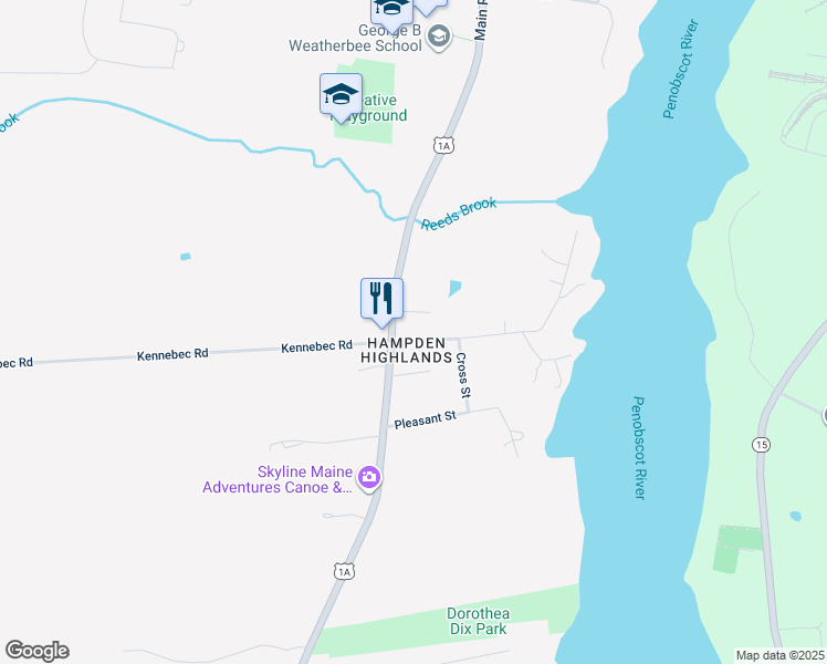 map of restaurants, bars, coffee shops, grocery stores, and more near 8 Summer Street in Hampden