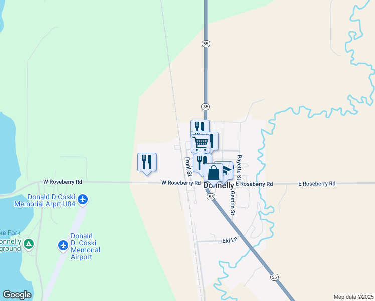 map of restaurants, bars, coffee shops, grocery stores, and more near 141 State Street in Donnelly