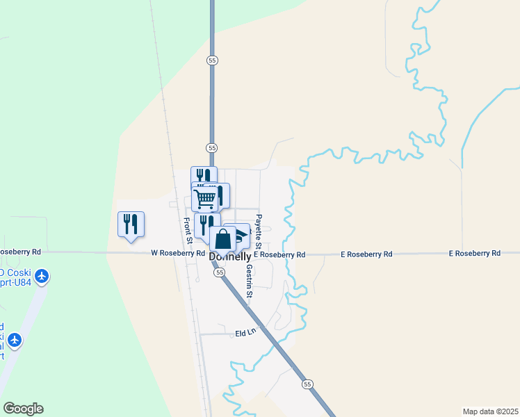 map of restaurants, bars, coffee shops, grocery stores, and more near 473 Payette Street in Donnelly