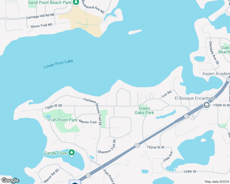map of restaurants, bars, coffee shops, grocery stores, and more near 14972 Pixie Point Circle Southeast in Prior Lake