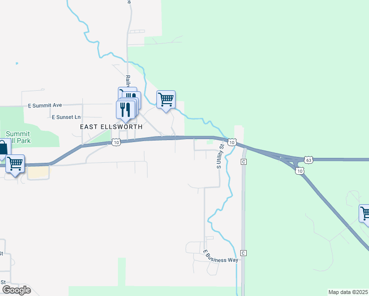 map of restaurants, bars, coffee shops, grocery stores, and more near 663B East Main Street in Ellsworth