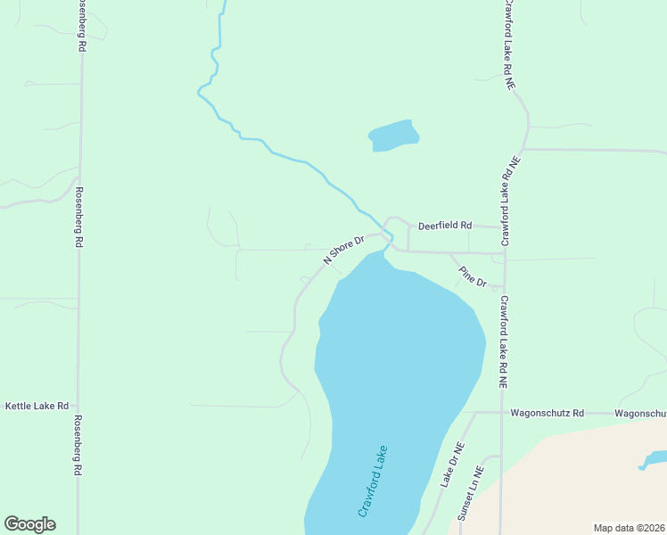 map of restaurants, bars, coffee shops, grocery stores, and more near Doe Park Access Drive Northeast in Kalkaska County