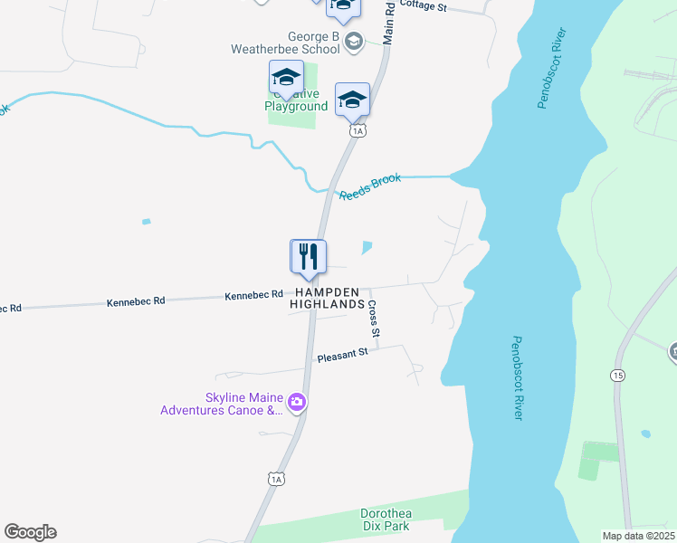 map of restaurants, bars, coffee shops, grocery stores, and more near 8 Summer Street in Hampden