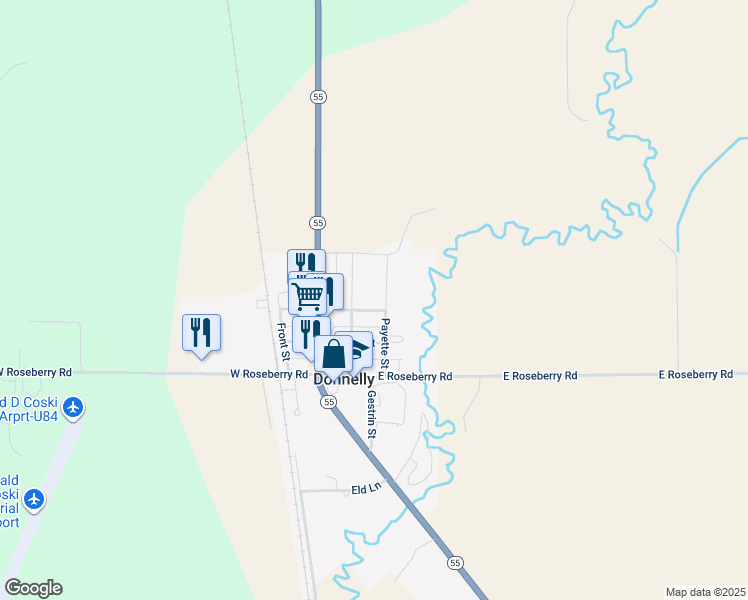 map of restaurants, bars, coffee shops, grocery stores, and more near 266 State Street in Donnelly