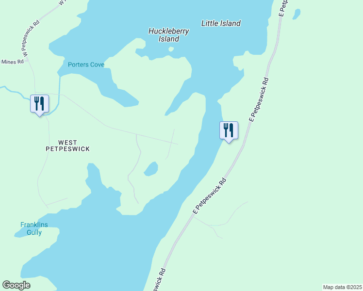 map of restaurants, bars, coffee shops, grocery stores, and more near Westside Inlet Drive in West Petpeswick