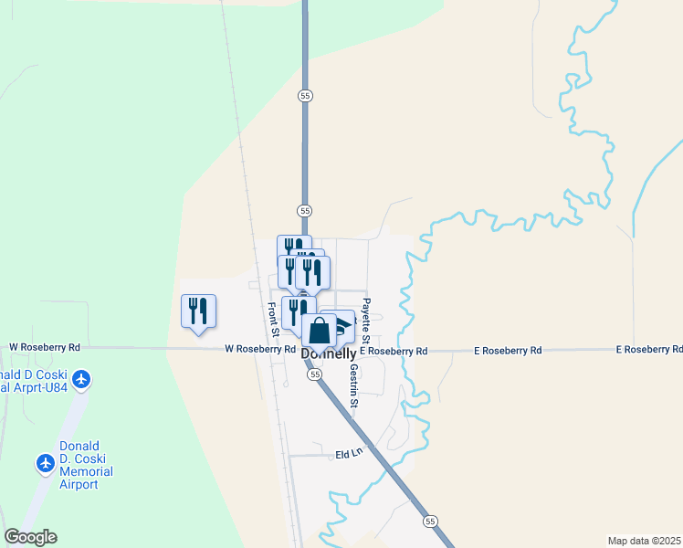 map of restaurants, bars, coffee shops, grocery stores, and more near 266 State Street in Donnelly