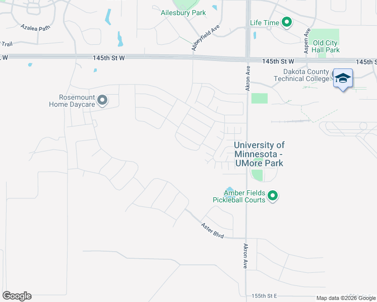 map of restaurants, bars, coffee shops, grocery stores, and more near Unnamed Road in Rosemount