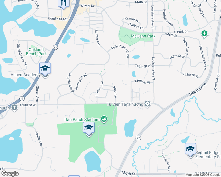 map of restaurants, bars, coffee shops, grocery stores, and more near 7589 Crimson Lane in Savage