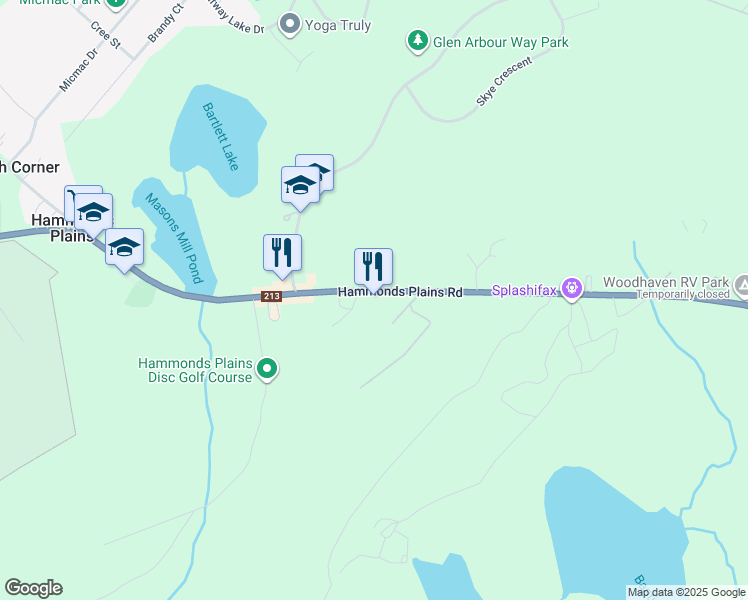 map of restaurants, bars, coffee shops, grocery stores, and more near 1990 Hammonds Plains Road in Hammonds Plains