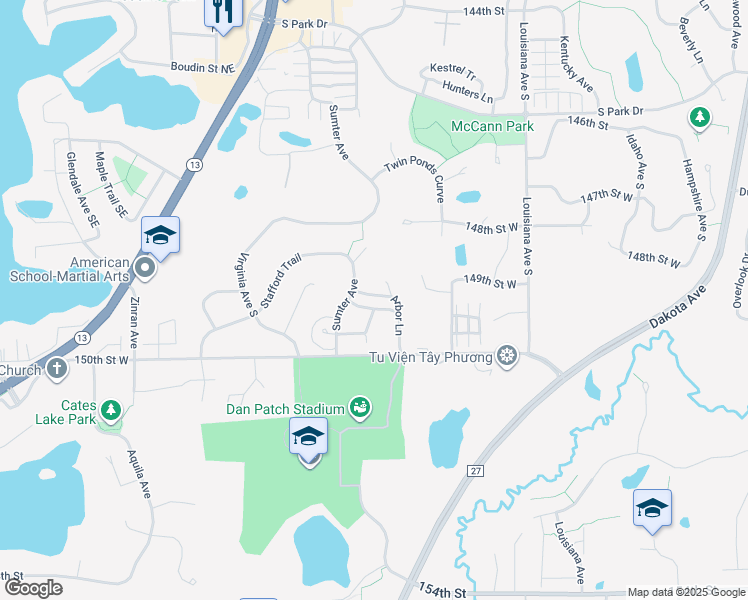 map of restaurants, bars, coffee shops, grocery stores, and more near 7619 Arbor Lane in Savage