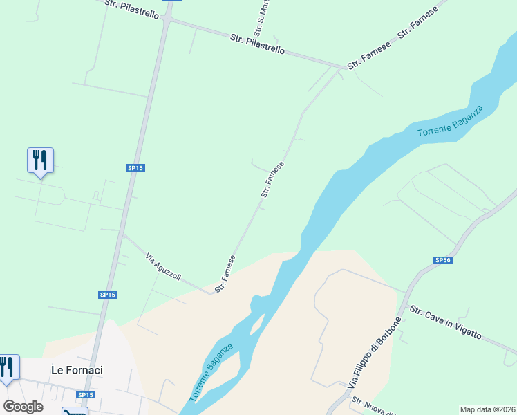 map of restaurants, bars, coffee shops, grocery stores, and more near 3 Strada Farnese in Provincia di Parma