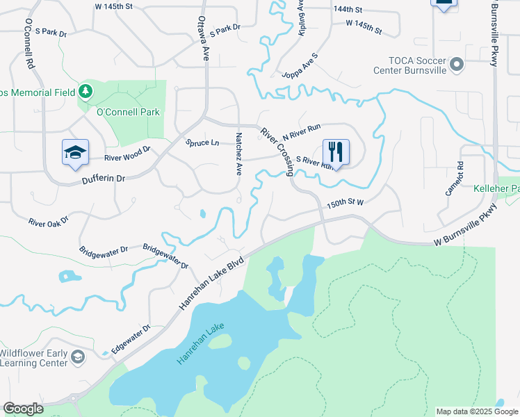 map of restaurants, bars, coffee shops, grocery stores, and more near 14940 Monterey Avenue South in Savage