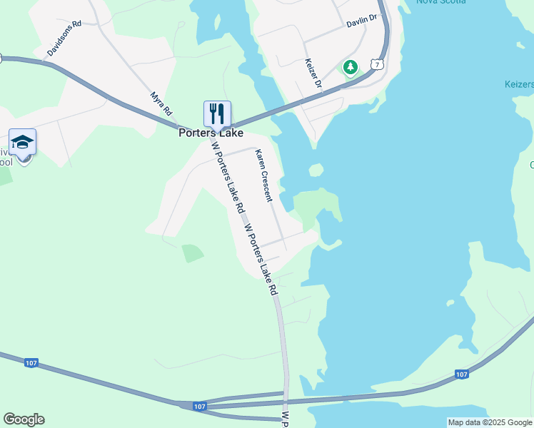 map of restaurants, bars, coffee shops, grocery stores, and more near 28 Karen Crescent in Porters Lake