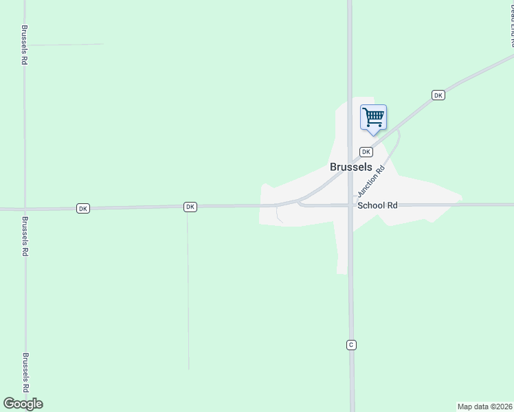 map of restaurants, bars, coffee shops, grocery stores, and more near County Road DK in Brussels