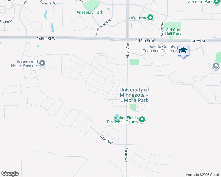 map of restaurants, bars, coffee shops, grocery stores, and more near 14784 Akron Avenue in Rosemount