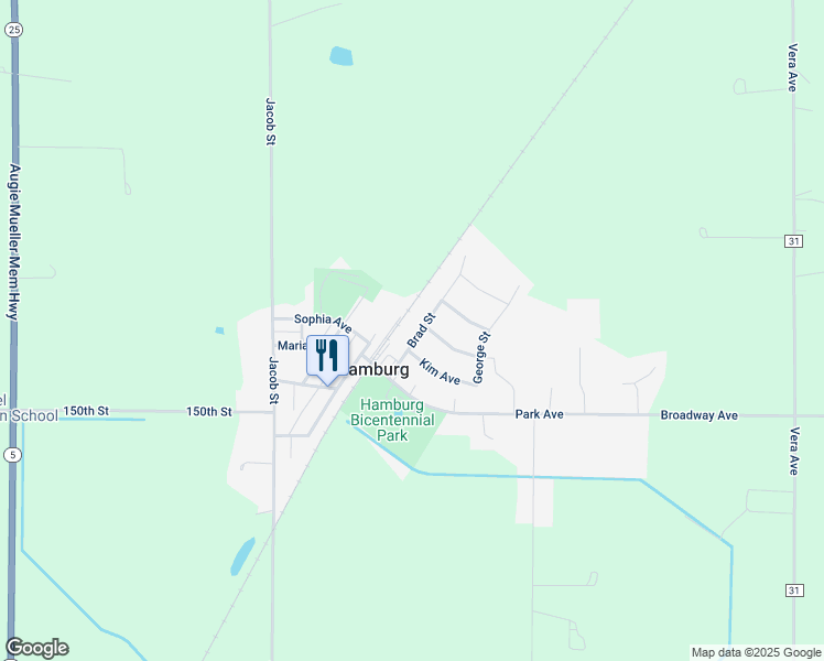map of restaurants, bars, coffee shops, grocery stores, and more near 460 Brad Street in Hamburg