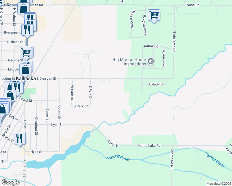 map of restaurants, bars, coffee shops, grocery stores, and more near 520 West Dresden Street in Kalkaska