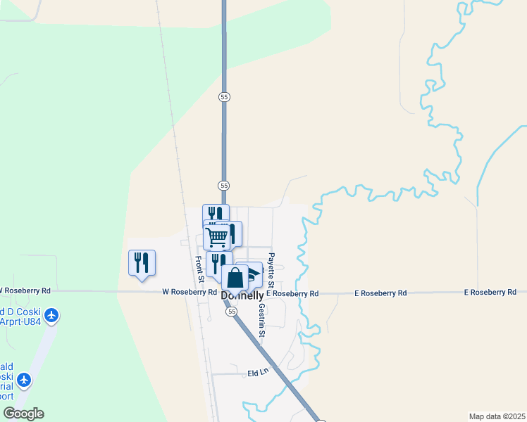 map of restaurants, bars, coffee shops, grocery stores, and more near 473 Payette Street in Donnelly