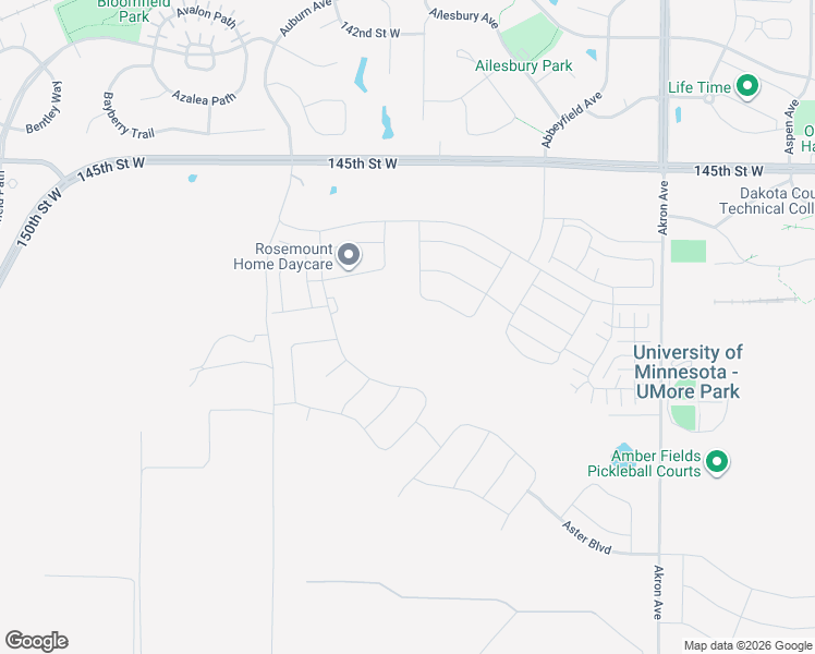 map of restaurants, bars, coffee shops, grocery stores, and more near 1616 145th Street West in Rosemount