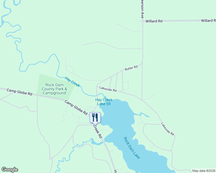 map of restaurants, bars, coffee shops, grocery stores, and more near N8711 North Lakeside Road in Willard