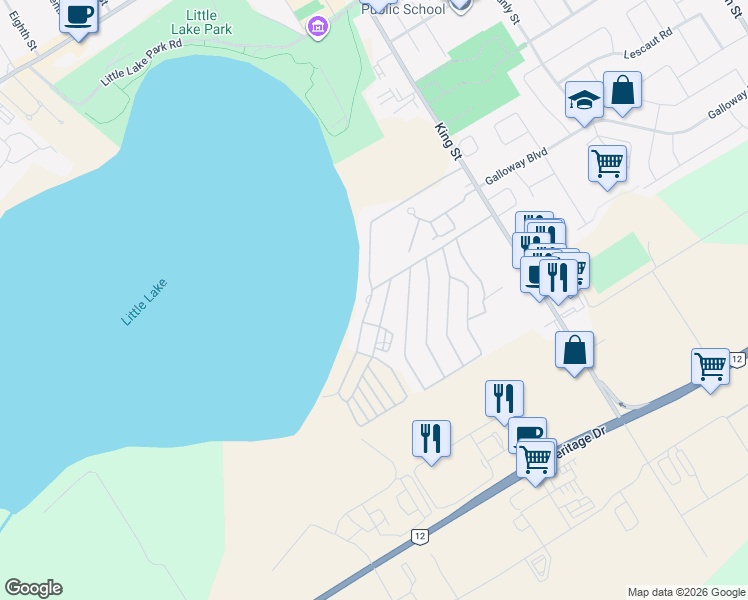 map of restaurants, bars, coffee shops, grocery stores, and more near 733 McMurtry Road in Midland
