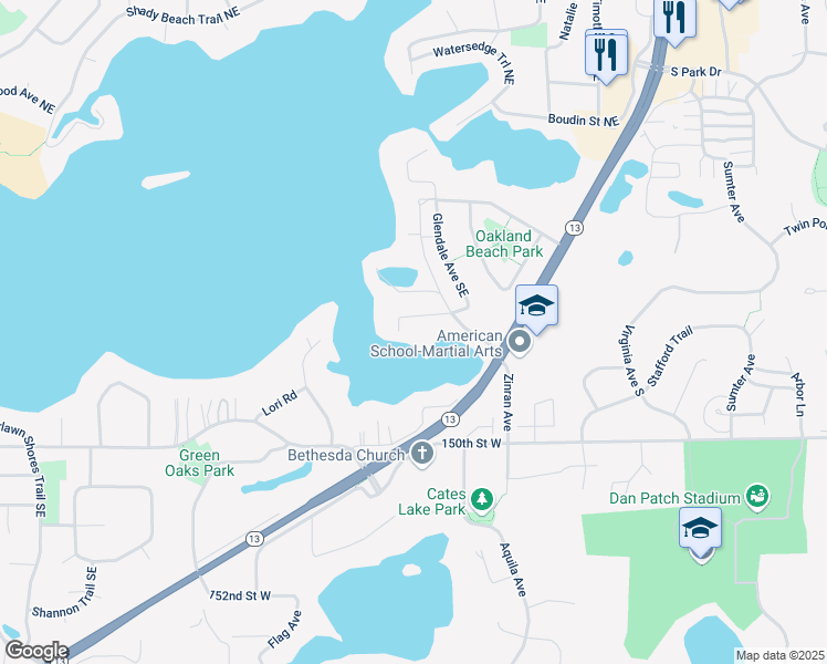 map of restaurants, bars, coffee shops, grocery stores, and more near 14794 Cove Avenue Southeast in Prior Lake