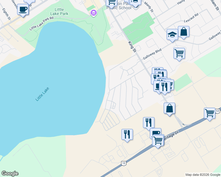map of restaurants, bars, coffee shops, grocery stores, and more near 733 McMurtry Road in Midland
