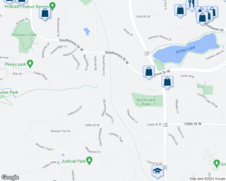map of restaurants, bars, coffee shops, grocery stores, and more near 14725 Burnell Park Drive in Burnsville