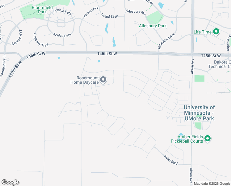map of restaurants, bars, coffee shops, grocery stores, and more near 1616 145th Street West in Rosemount