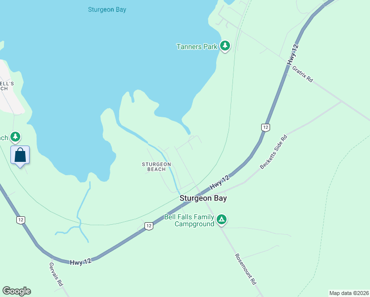 map of restaurants, bars, coffee shops, grocery stores, and more near 20 Delta Drive in Waubaushene