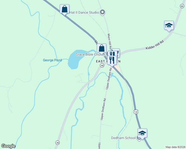 map of restaurants, bars, coffee shops, grocery stores, and more near 25 Lower Dedham Road in Holden