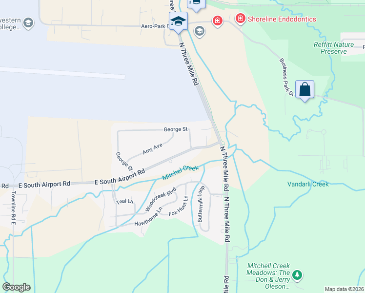 map of restaurants, bars, coffee shops, grocery stores, and more near 798-998 George Street in Traverse City