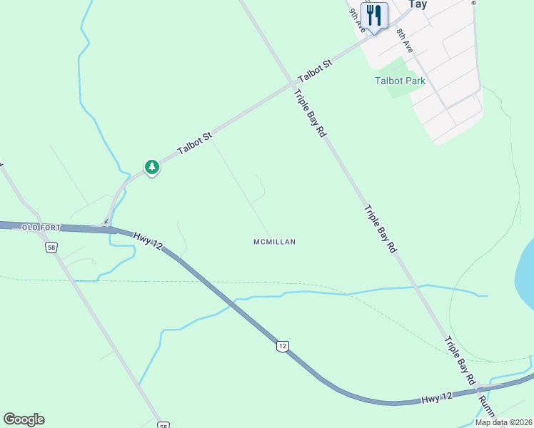 map of restaurants, bars, coffee shops, grocery stores, and more near 47 Easton Avenue in Port McNicoll