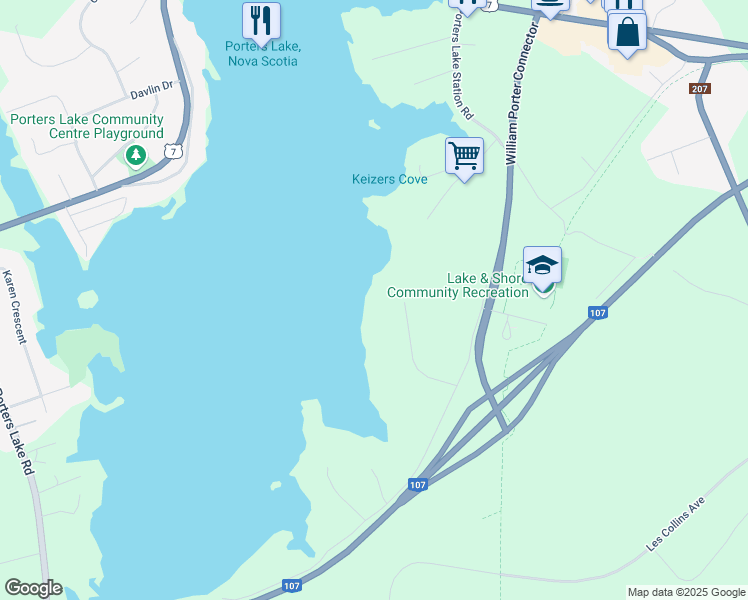 map of restaurants, bars, coffee shops, grocery stores, and more near 32 Mannette Court in Porters Lake