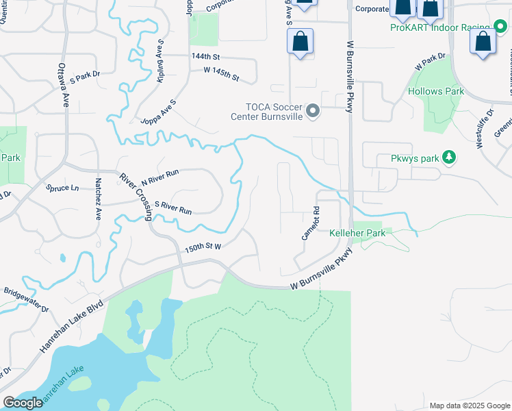 map of restaurants, bars, coffee shops, grocery stores, and more near 14909 Oakcrest Circle in Savage