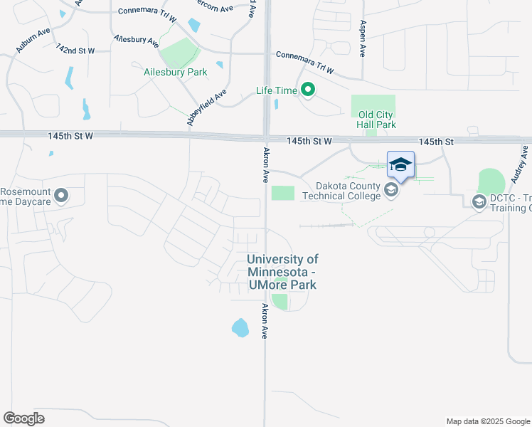 map of restaurants, bars, coffee shops, grocery stores, and more near 14784 Akron Avenue in Rosemount