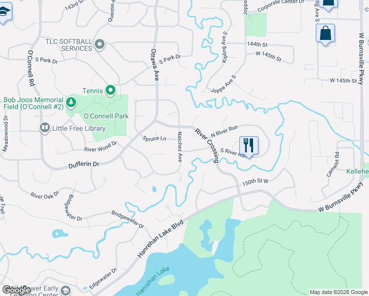 map of restaurants, bars, coffee shops, grocery stores, and more near 14889 Natchez Avenue in Savage