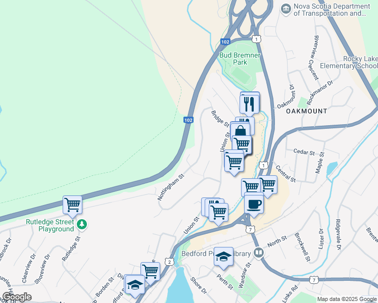 map of restaurants, bars, coffee shops, grocery stores, and more near 30 Redden Court in Bedford