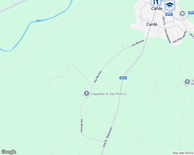 map of restaurants, bars, coffee shops, grocery stores, and more near Via Ressia in Provincia di Cuneo