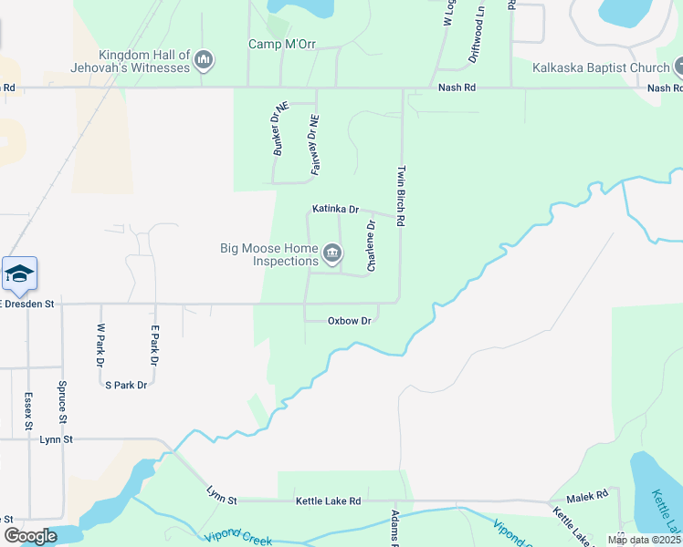 map of restaurants, bars, coffee shops, grocery stores, and more near 901 Charlene Drive in Kalkaska