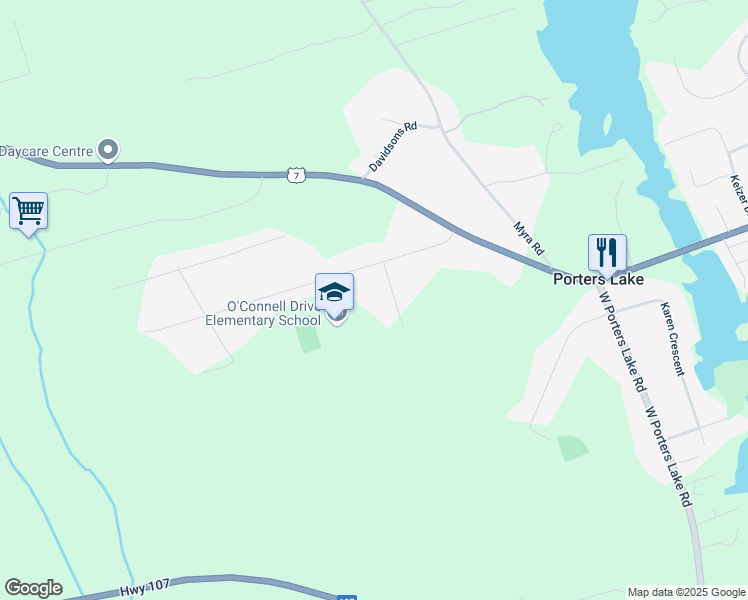map of restaurants, bars, coffee shops, grocery stores, and more near 5 West Porters Lake Road in Porters Lake