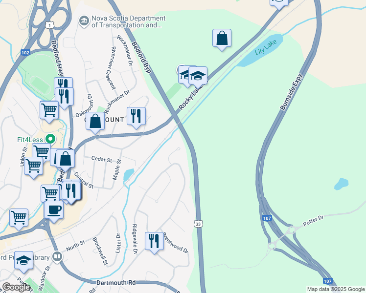 map of restaurants, bars, coffee shops, grocery stores, and more near 35 Quinn Court in Bedford
