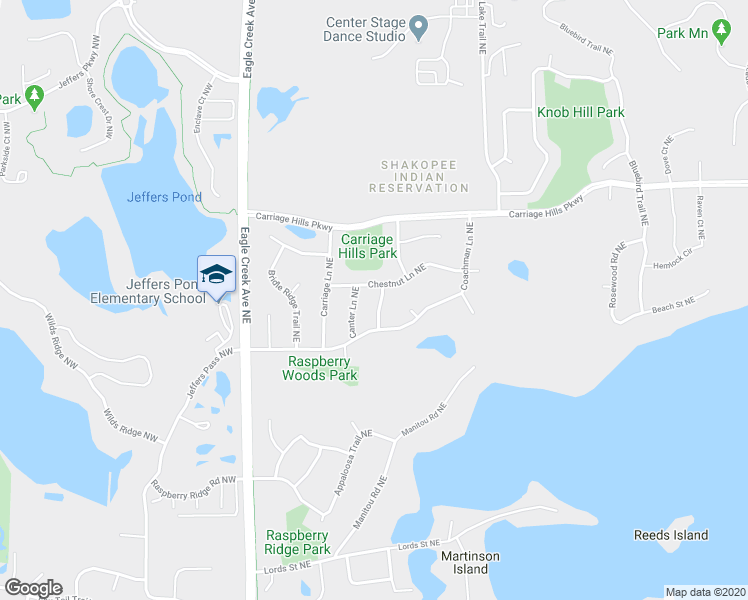 map of restaurants, bars, coffee shops, grocery stores, and more near 14674 Trotters Trail Northeast in Prior Lake