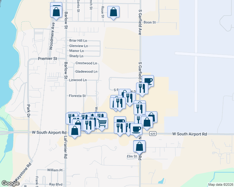 map of restaurants, bars, coffee shops, grocery stores, and more near 935 South Forestlane Drive in Traverse City