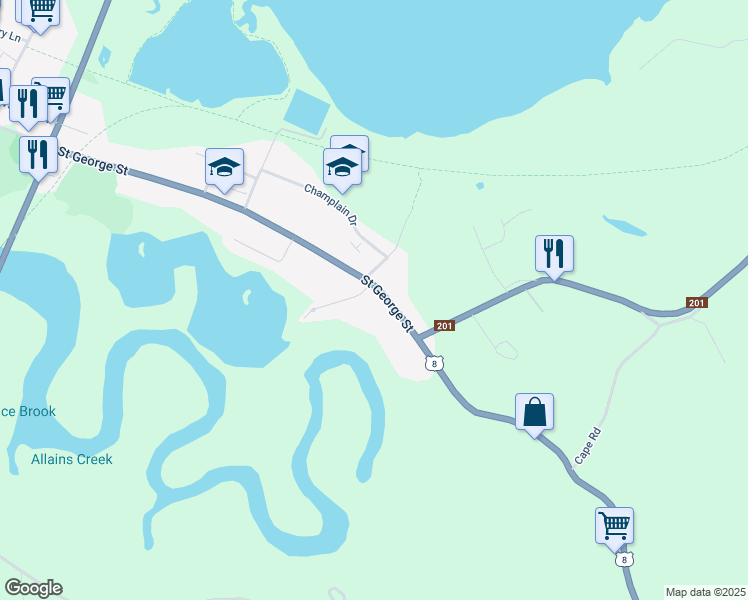 map of restaurants, bars, coffee shops, grocery stores, and more near 791 Saint George Street in Annapolis Royal