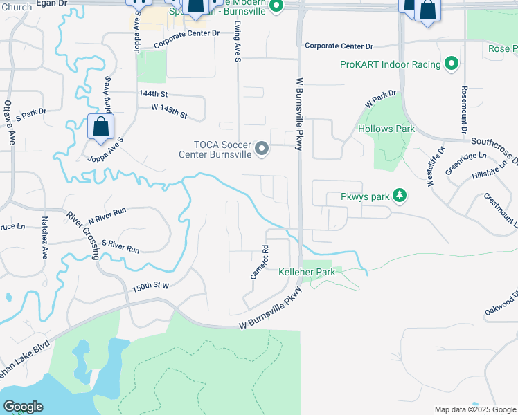 map of restaurants, bars, coffee shops, grocery stores, and more near 14750 Burnsville Parkway in Burnsville