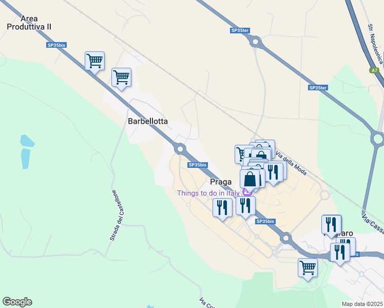 map of restaurants, bars, coffee shops, grocery stores, and more near 163 Strada Serravalle in Provincia di Alessandria