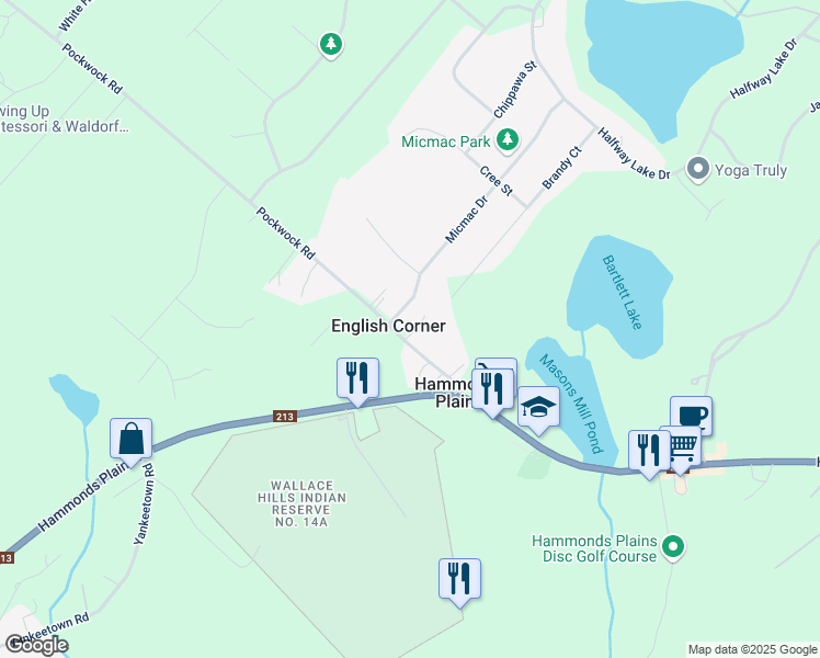 map of restaurants, bars, coffee shops, grocery stores, and more near 49 Pockwock Road in Hammonds Plains