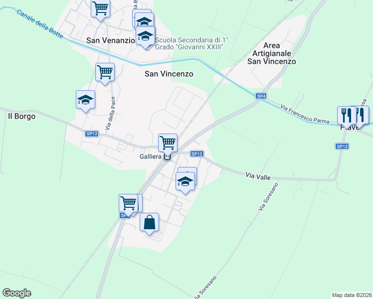 map of restaurants, bars, coffee shops, grocery stores, and more near 2 Via Valle in San Vincenzo